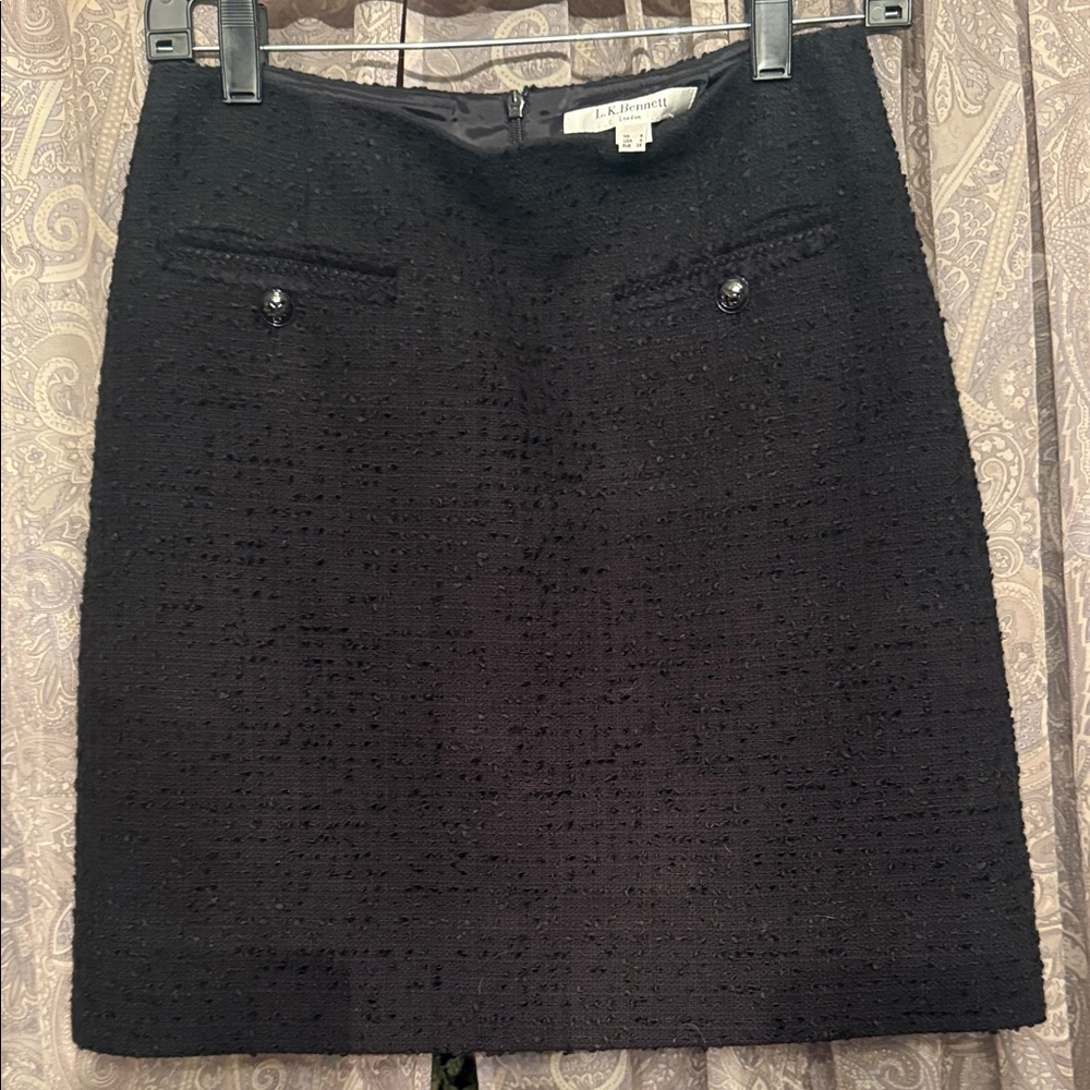 L. K. Bennett Black Textured Mini Skirt